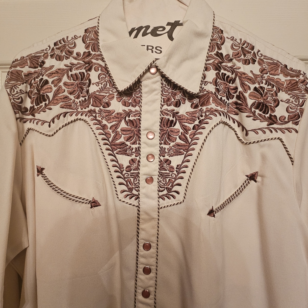 Scully embroidered western shirt cream